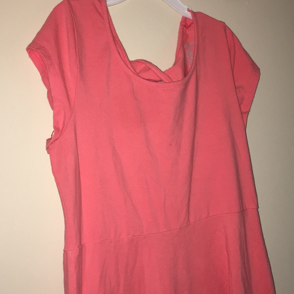 Pinkish-coral dress with bow in back